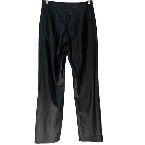 Zara Black 90’s Full Length Faux Leather Pants 8 Straight Leg - Picture 4 of 5
